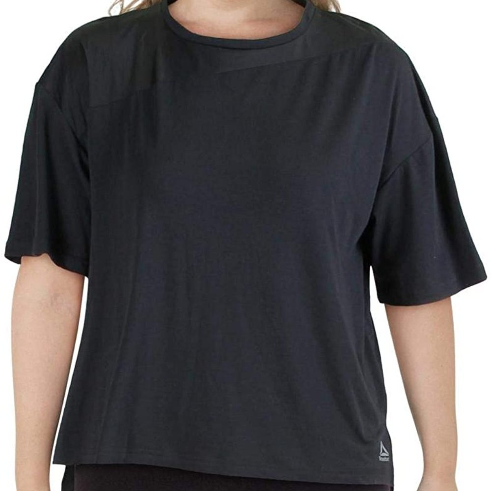 🆕Reebok Women's Lightweight Woven Tee, Small - Black, Brand NEW, NWT, Authentic